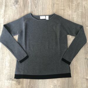 Preview Collection Petites 100% Extra Fine Merino Wool Gray Sweater Extra Small